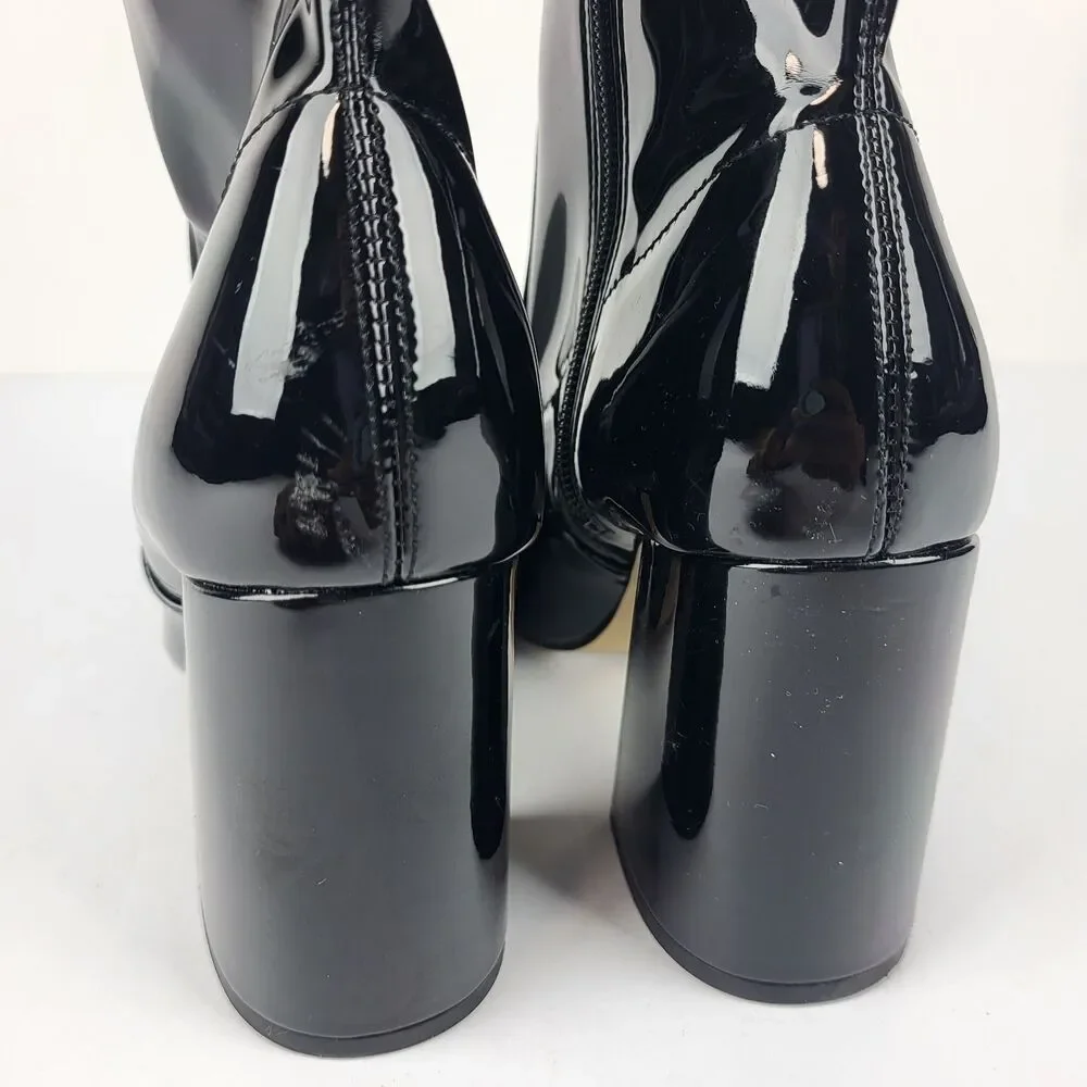 Abound Billie Women's Boot Black Faux Patent Leather Heeled Pointed Toe 7M